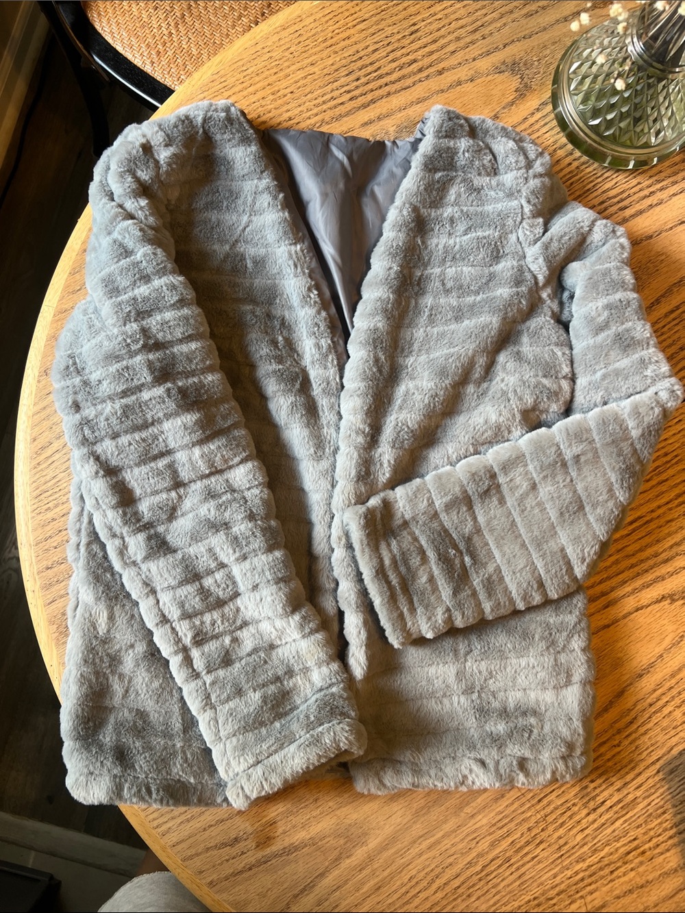 Amazon Gray Faux Fur Jacket